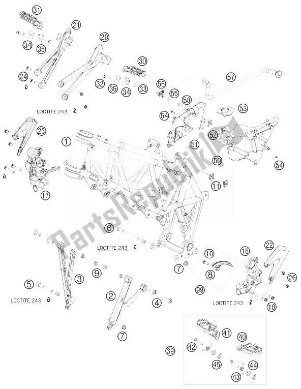 Todas as partes de Quadro, Armação do KTM 690 SMC Australia United Kingdom 2010