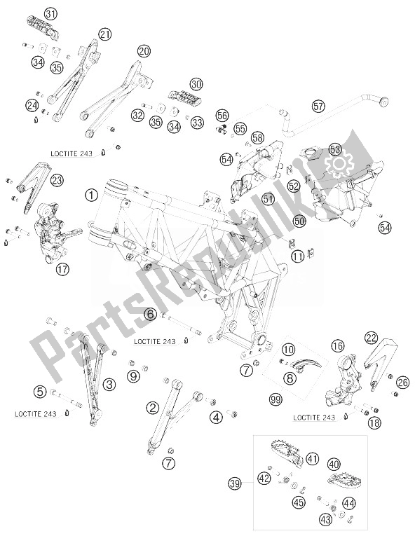 Tutte le parti per il Telaio del KTM 690 SMC USA 2010