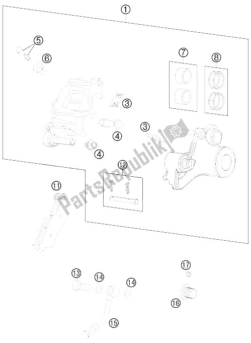 All parts for the Brake Caliper Rear of the KTM 990 Adventure R Australia United Kingdom 2012