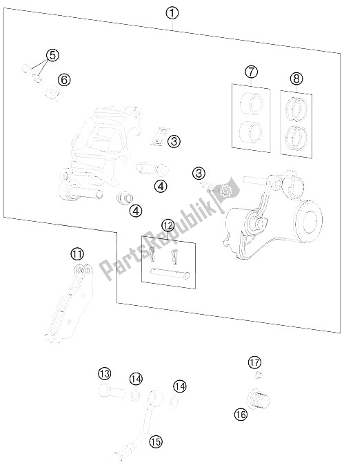 All parts for the Brake Caliper of the KTM 990 Adventure R Europe 2011