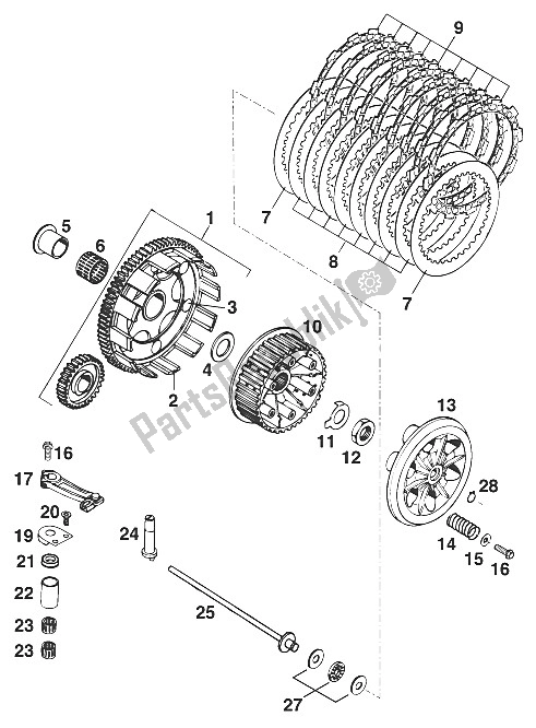 Tutte le parti per il Frizione 440/500/550 '95 del KTM 440 E XC Marz öHL USA 1995