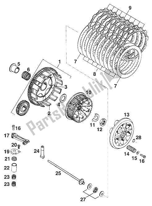 All parts for the Clutch 550 '96 of the KTM 550 MXC M ö USA 1996