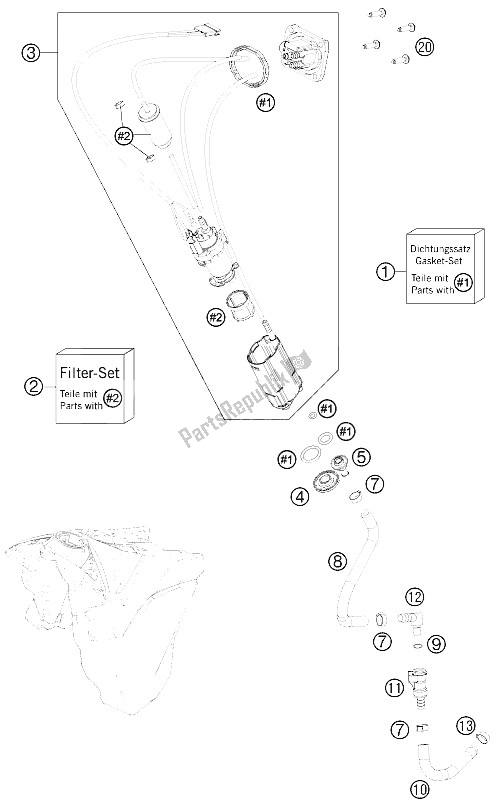 All parts for the Fuel Pump of the KTM 350 XC F USA 2011