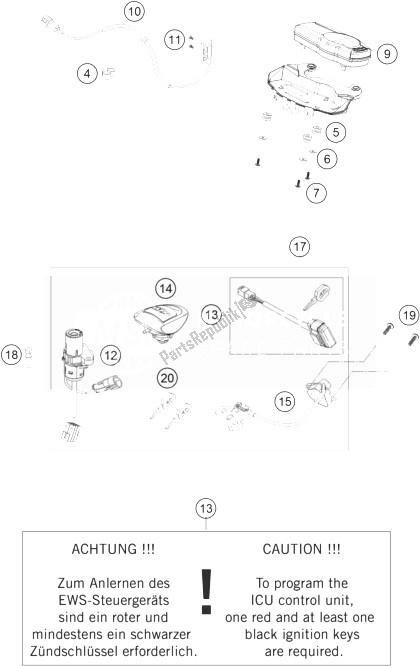 Tutte le parti per il Strumenti / Sistema Di Blocco del KTM 990 Supermoto R USA 2010