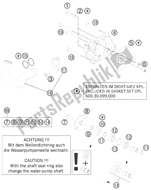 Todas las partes para Bomba De Agua de KTM 990 Adventure Orange ABS 09 USA 2009