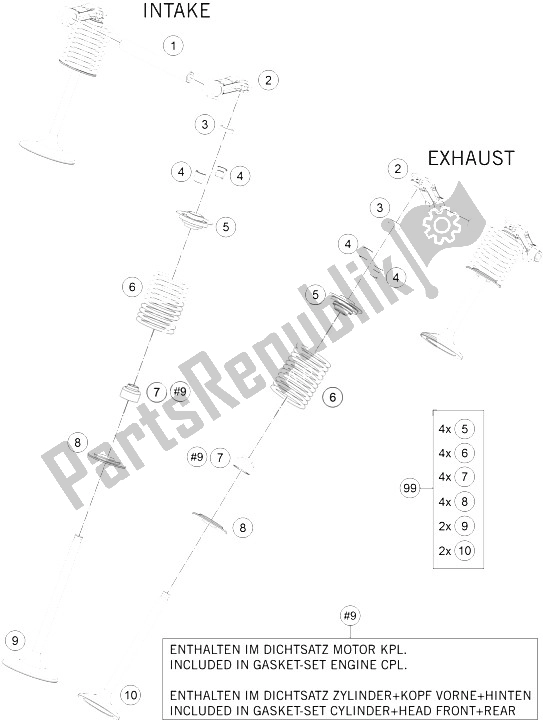 All parts for the Valve Drive of the KTM 1190 ADV ABS Grey WES Europe 2013