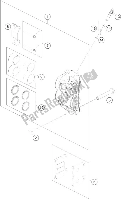 All parts for the Brake Caliper Front of the KTM 690 Duke Black Europe 2012
