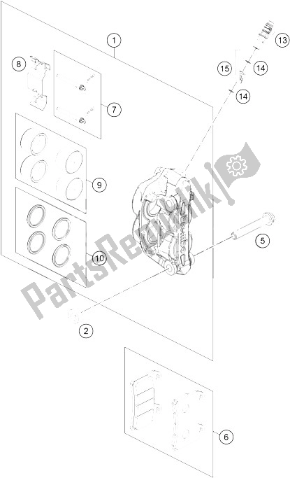 All parts for the Brake Caliper Front of the KTM 690 Duke White ABS USA 2015