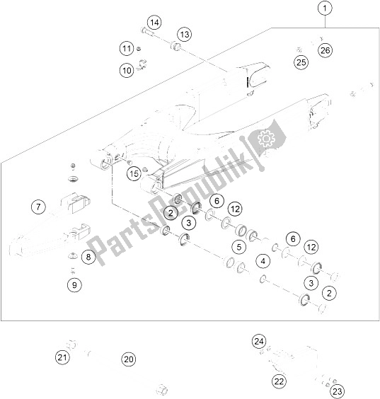 All parts for the Swing Arm of the KTM 450 Rally Factory Replica Europe 2015