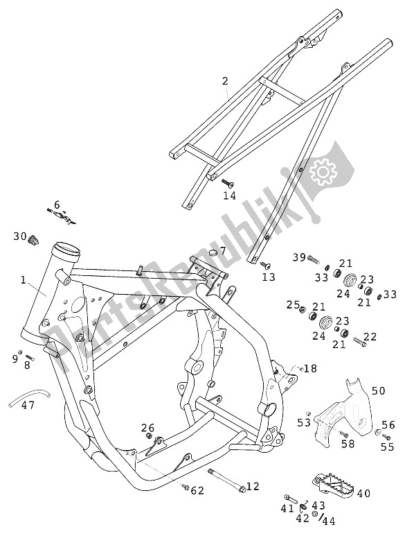 All parts for the Frame, Subframe 400/520 Racing of the KTM 520 MXC Racing USA 2001