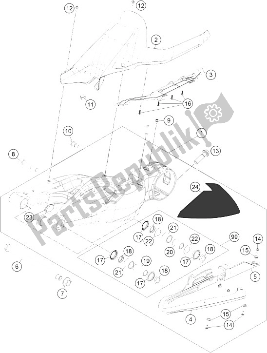 Tutte le parti per il Forcellone del KTM 1290 Superduke R Black ABS 15 USA 2015