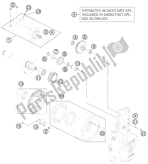 All parts for the Electric Starter of the KTM 990 Superm T Orange ABS Europe 2011