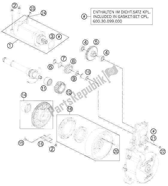 All parts for the Electric Starter of the KTM 990 Superm T White ABS Australia United Kingdom 2012