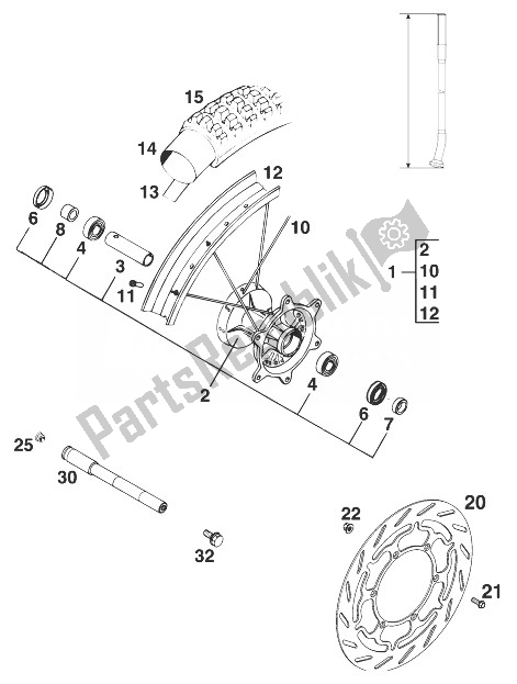 Toutes les pièces pour le Roue Avant 620 Adventure '97 du KTM 640 Adventure R D Europe 1998