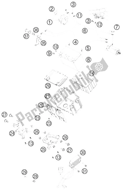 All parts for the Battery of the KTM 990 Adventure White ABS 09 Europe 2009