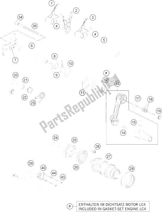 Tutte le parti per il Meccanismo Di Spostamento del KTM 690 Duke White Europe 2012