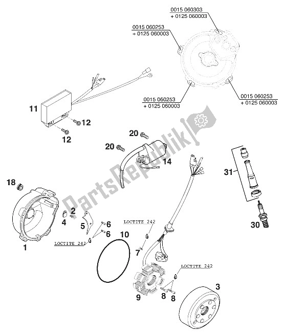 All parts for the Ignition System 4k3 Sc '99 of the KTM 620 SC Europe 2001