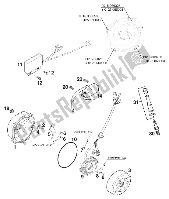 All parts for the Ignition System 4k3 Sc '99 of the KTM 620 SC Super Moto Europe 2001