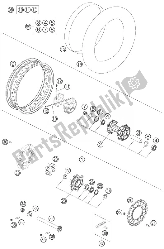 Tutte le parti per il Ruota Posteriore del KTM 990 Adventure S USA 2007