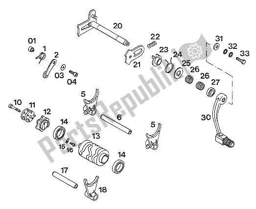 Tutte le parti per il Meccanismo Di Cambio Marce 250 / 300'92 del KTM 250 SX M O Europe 1994