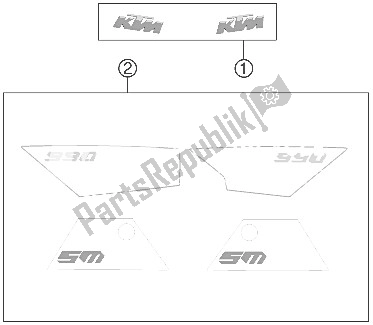 All parts for the Decal of the KTM 990 Superm T Black ABS Europe 2012