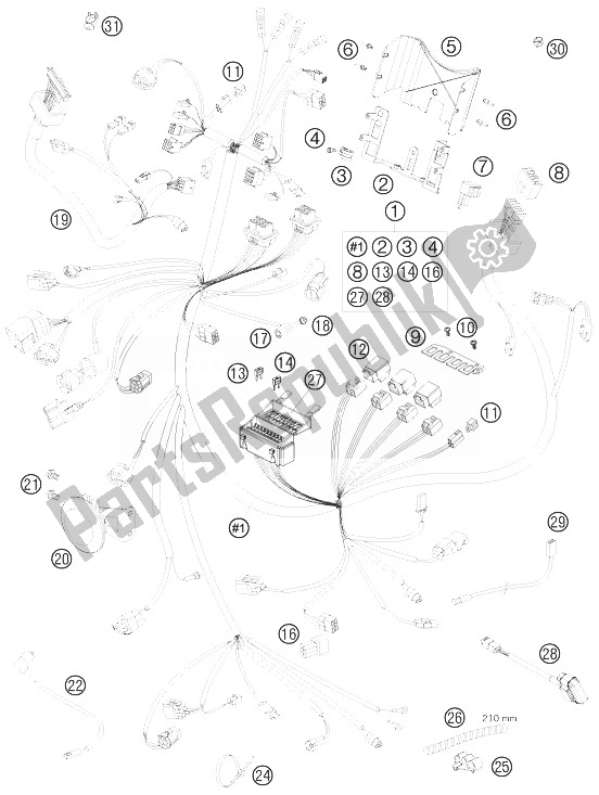 All parts for the Wiring Harness of the KTM 990 Super Duke Orange France 2010