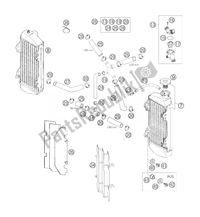 Todas las partes para Sistema De Refrigeración de KTM 125 EXC Europe 2007