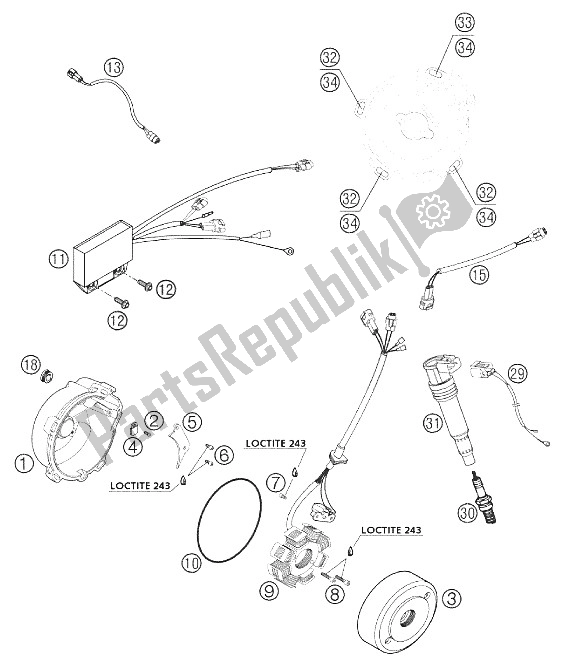 Tutte le parti per il Sistema Di Accensione 660 Sms 2002 del KTM 660 SM Factory Replica Europe 2002