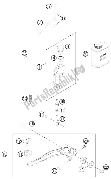 Toutes les pièces pour le Commande De Frein Arrière du KTM 125 SX USA 2015