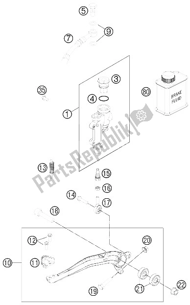Toutes les pièces pour le Commande De Frein Arrière du KTM 450 SX F Fact Repl USA 2012