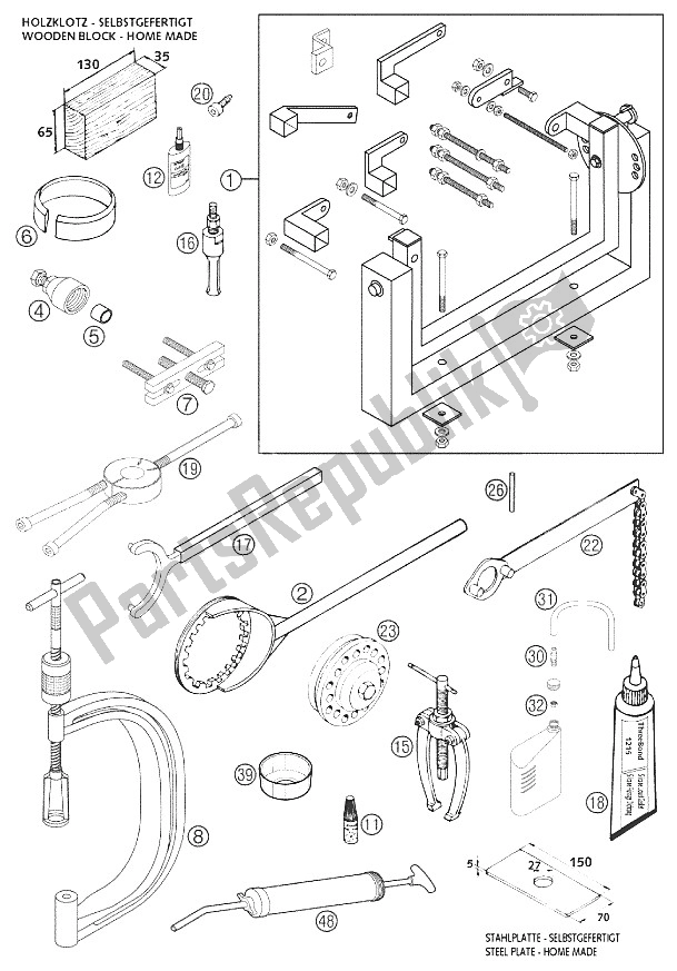 All parts for the Special Tools 660 Rallye 2001 of the KTM 660 Rallye Winner Bike Europe 2001