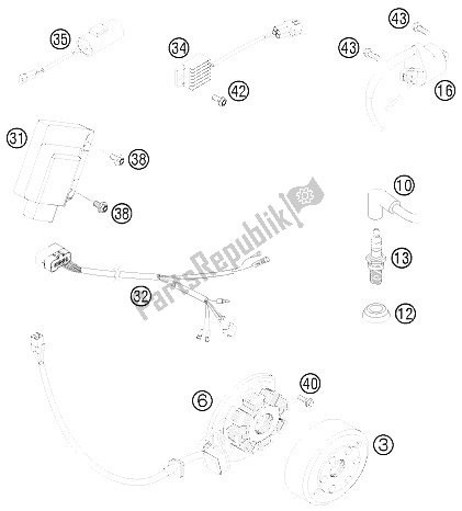 All parts for the Ignition System of the KTM 200 EXC Europe 2008