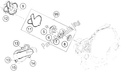All parts for the Water Pump of the KTM 450 XC F USA 2015