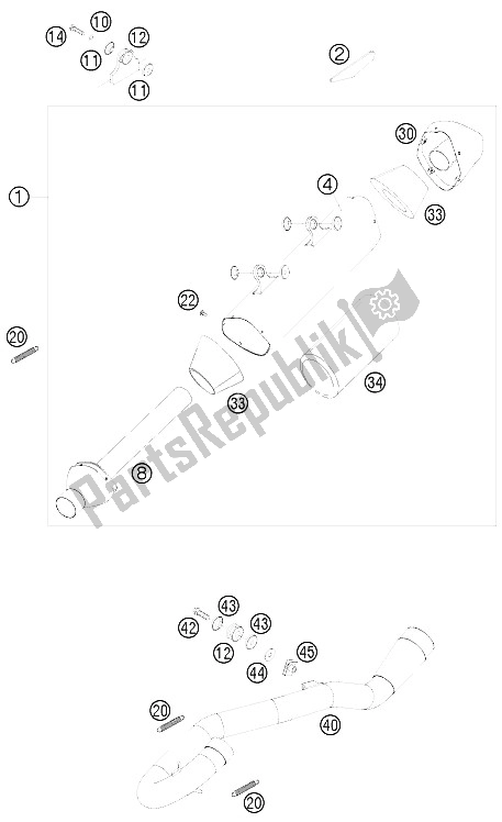 All parts for the Exhaust System of the KTM 450 SX F Europe 2008