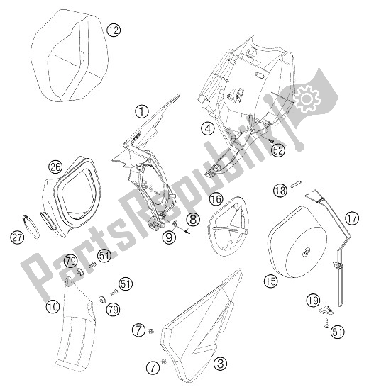 Todas las partes para Caja De Filtro De Aire 450/525 Smr de KTM 450 SMR Europe 2005