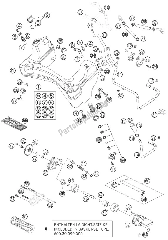 All parts for the Lubricating System of the KTM 990 Superduke Black Europe 2006