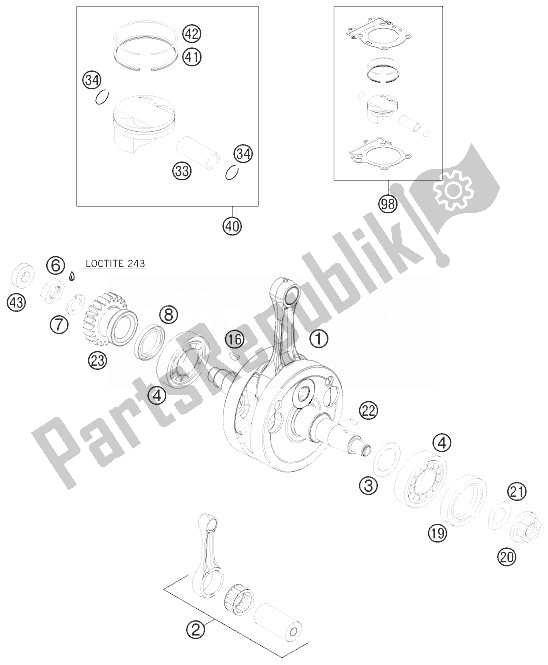 All parts for the Crankshaft, Piston of the KTM 250 EXC F Australia 2010