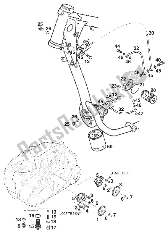 All parts for the Lubrication System Lc4-e Military ' of the KTM 400 EGS E 25 KW 20 LT MIL Europe 1997