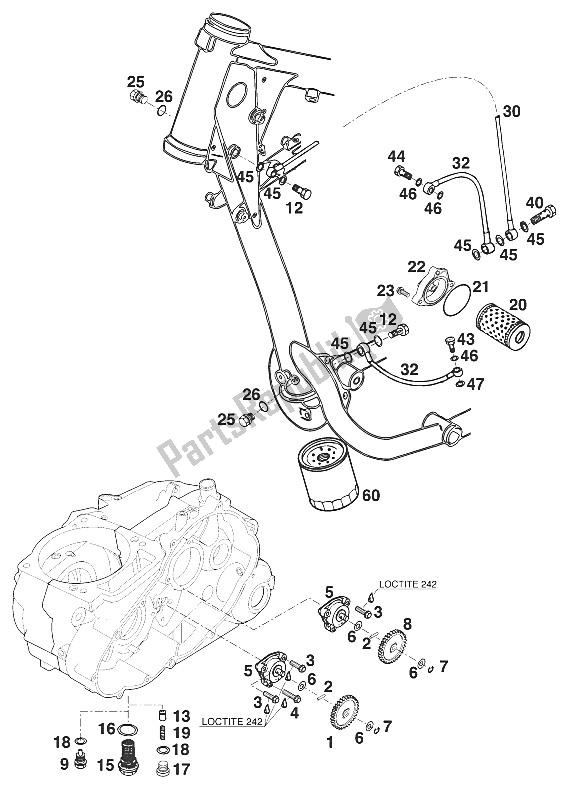 All parts for the Lubrication System Lc4-e Military ' of the KTM 400 LC4 E USA 2000