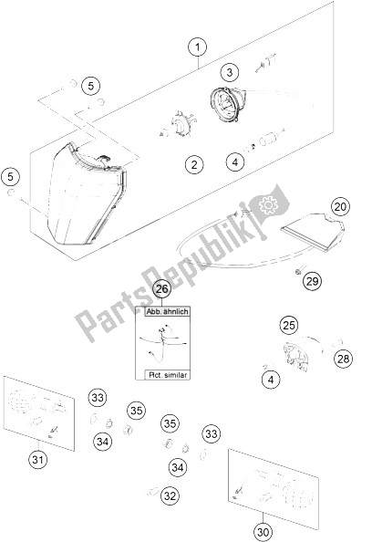 All parts for the Lighting System of the KTM 300 EXC CKD Brazil 2015