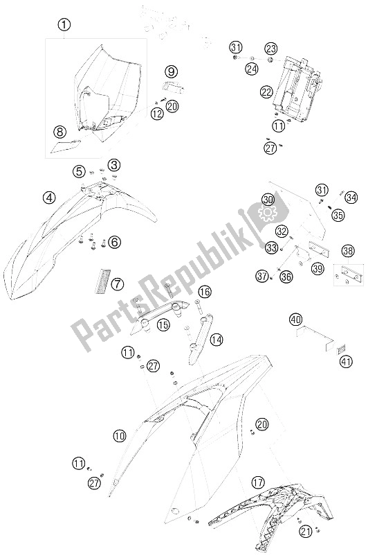 Tutte le parti per il Maschera, Parafanghi del KTM 690 Enduro R 09 USA 2009