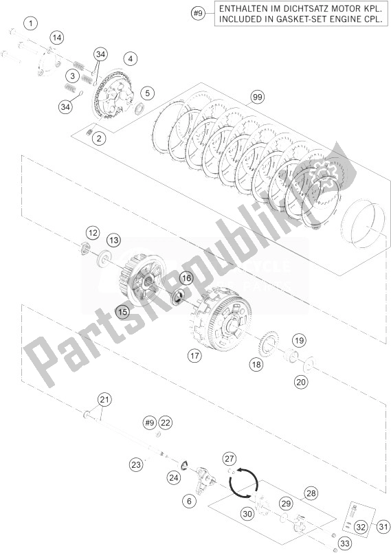 All parts for the Clutch of the KTM 1290 Superduke R Black ABS 14 USA 2014