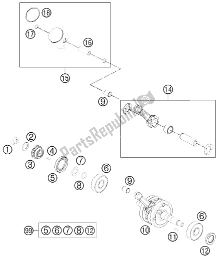 All parts for the Crankshaft, Piston of the KTM 65 SX Europe 2011