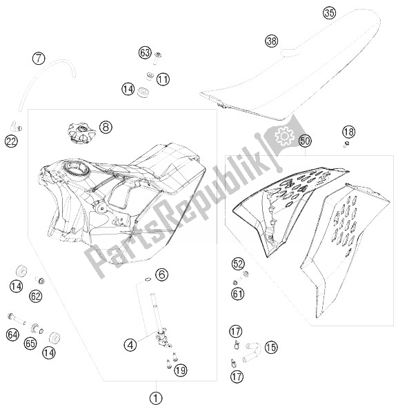 All parts for the Tank, Seat, Cover of the KTM 450 XC W Champion Edit USA 2010