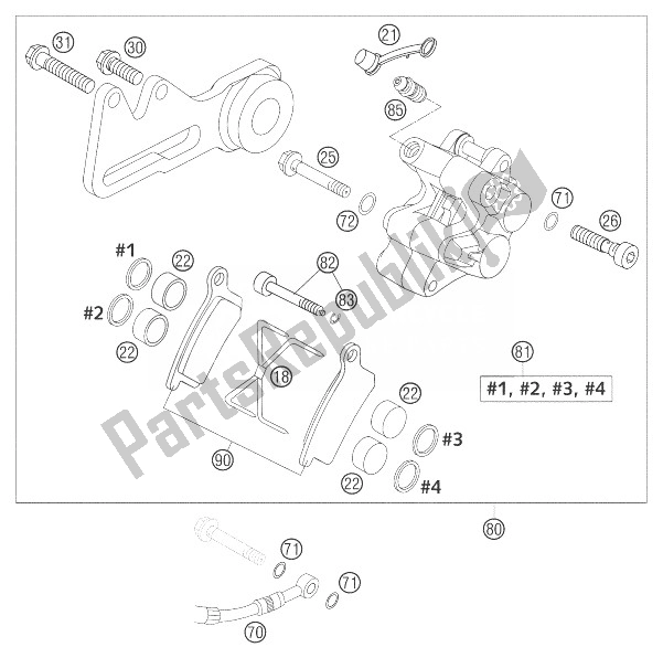 All parts for the Brake Caliper Rear Formula of the KTM 85 SX Europe 6001D8 2004