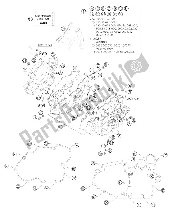 Wszystkie części do Skrzynia Korbowa 250-525 Wy? Cigowa KTM 250 EXC Factory Europe 2005