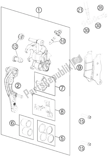 All parts for the Brake Caliper Front of the KTM 350 SX F Europe 2014
