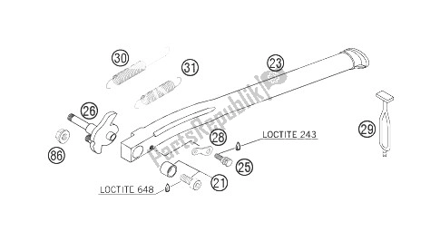 All parts for the Side Stand of the KTM 250 EXC Australia 2007