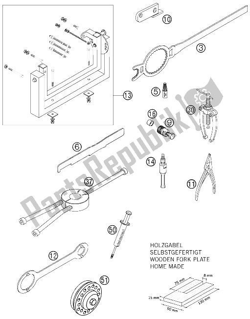 Todas las partes para Herramientas Especiales de KTM 105 SX Europe 2006