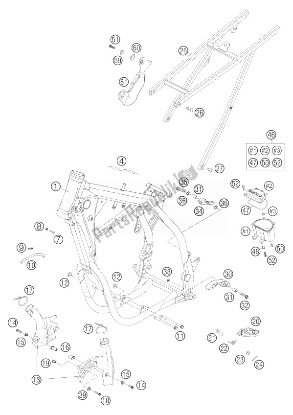 All parts for the Frame, Sub Frame of the KTM 450 SMR Europe 2004